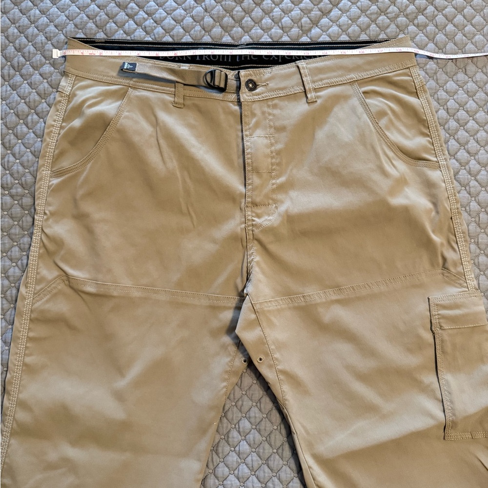 Prana Khaki hiking Pants with Adjusting Belt & Cargo pocket